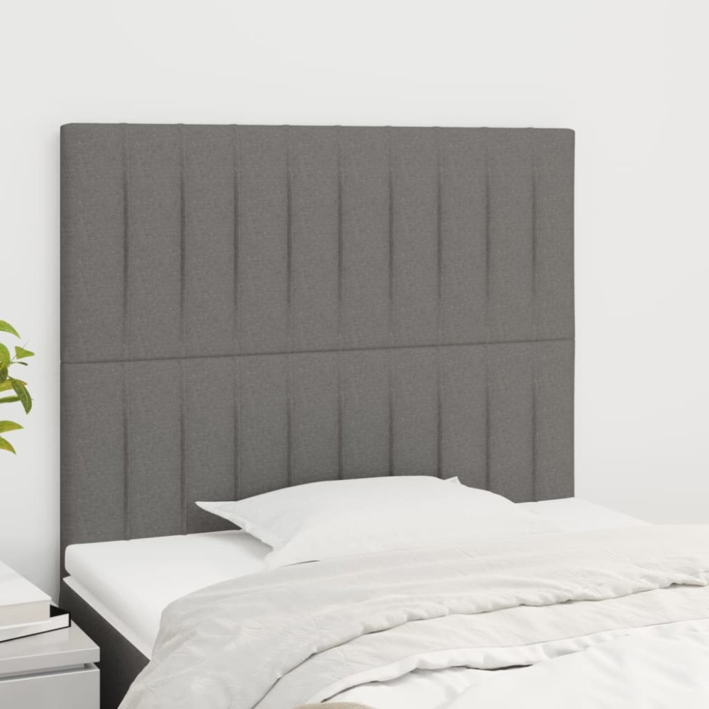 vidaXL Κεφαλάρι Κρεβατιού Σκούρο Γκρι 90x5x118/128 εκ. Ύφασμα