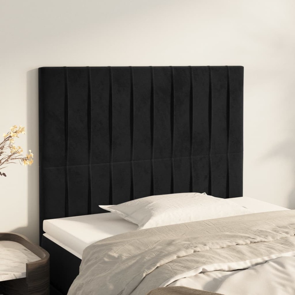 vidaXL Κεφαλάρι Μαύρο Βελούδινο 90x5x118/128 εκ.