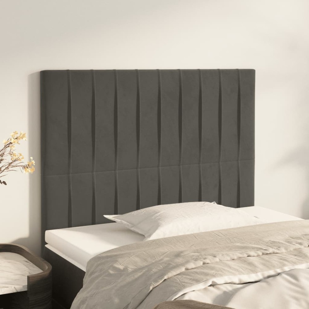 vidaXL Κεφαλάρι Σκούρο Γκρι Βελούδινο 100x5x118/128 εκ.