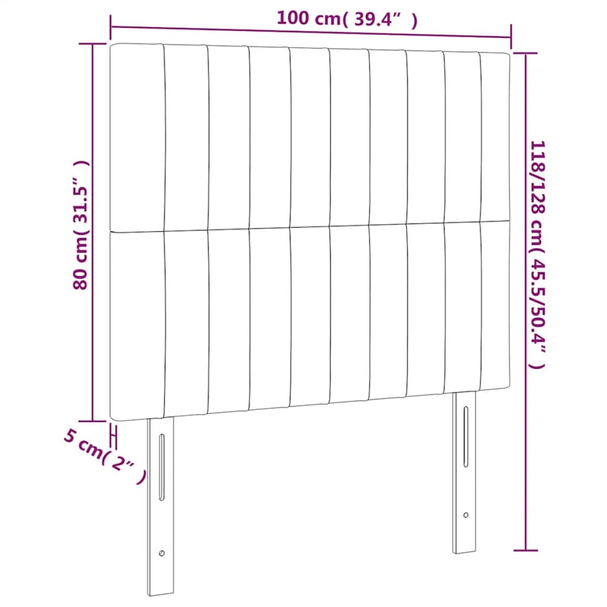 vidaXL Κεφαλάρια Κρεβατιού 2 τεμ.Σκούρο Μπλε 100x5x78/88 εκ. Βελούδινο