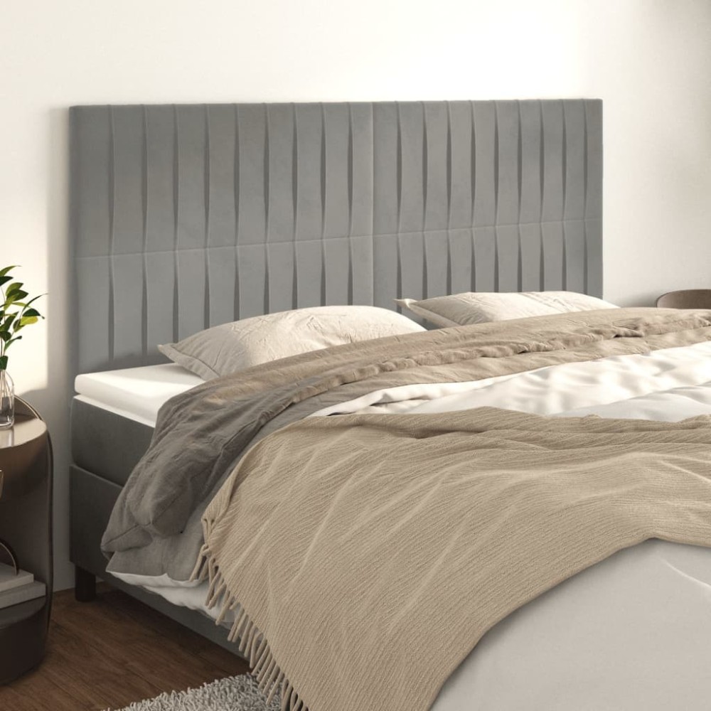 vidaXL Κεφαλάρι Ανοιχτό Γκρι 160x5x118/128 εκ. Βελούδο