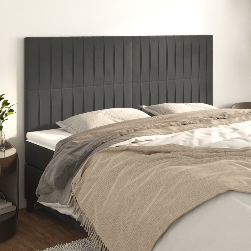 vidaXL Κεφαλάρι Σκούρο Γκρι Βελούδινο 160x5x118/128 εκ.