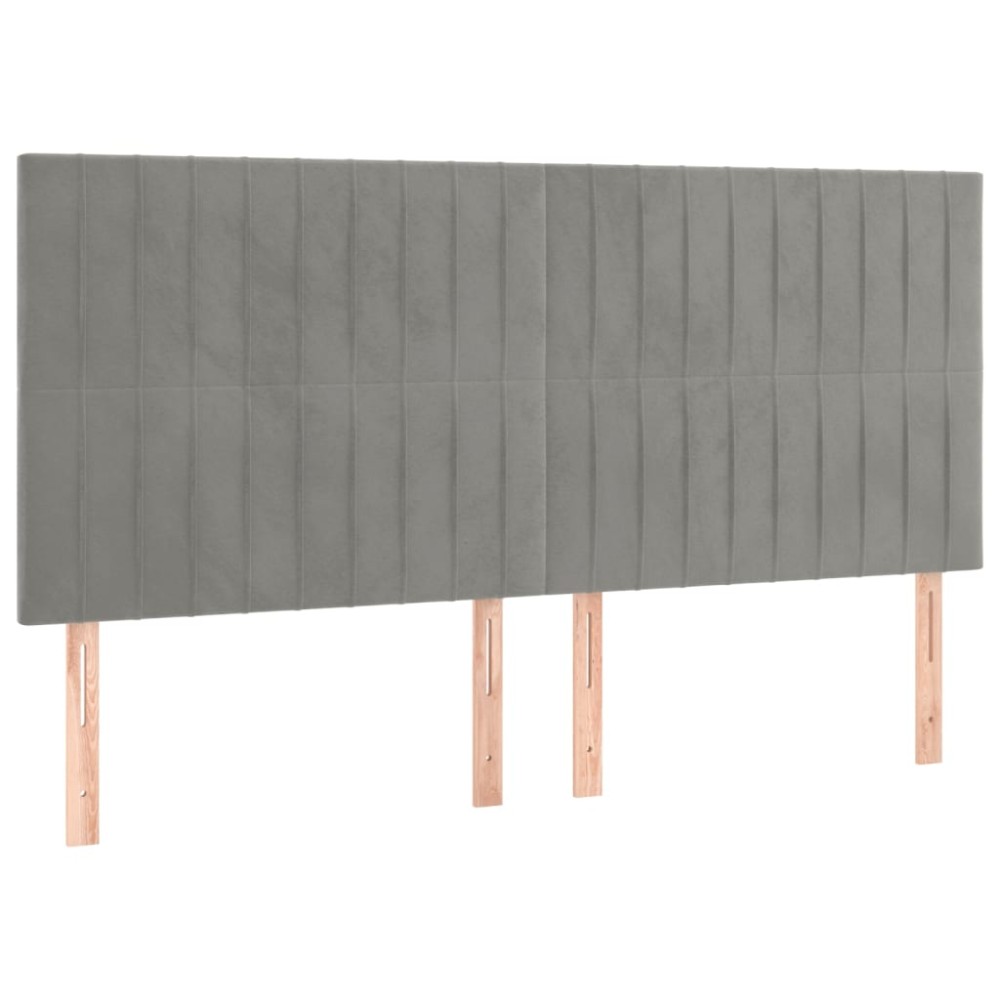 vidaXL Κεφαλάρι Ανοιχτό Γκρι 200x5x118/128 εκ. Βελούδο