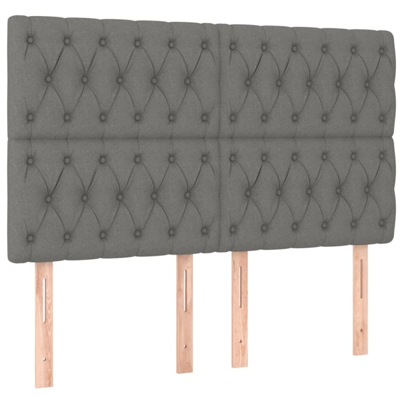 vidaXL Κεφαλάρι Κρεβατιού Σκούρο Γκρι 144x7x118/128 εκ. Ύφασμα