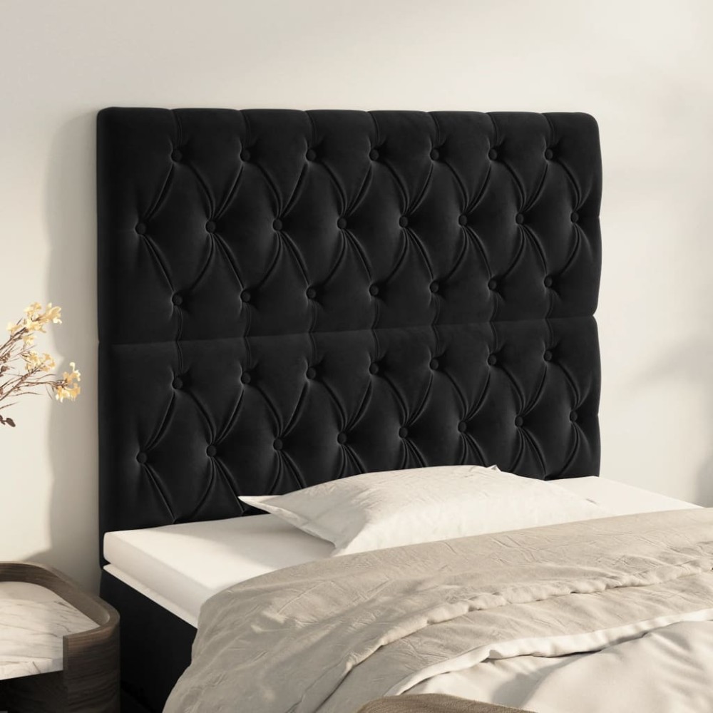 vidaXL Κεφαλάρι Μαύρο Βελούδινο 90x7x118/128 εκ.