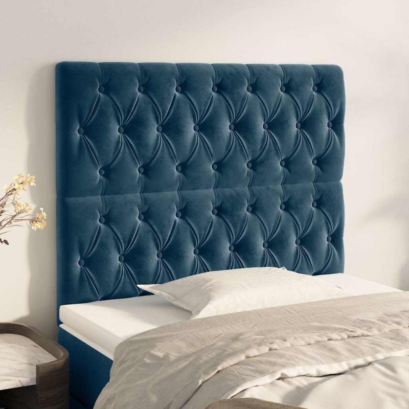 vidaXL Κεφαλάρι Σκούρο Μπλε Βελούδινο 100x7x118/128 εκ.