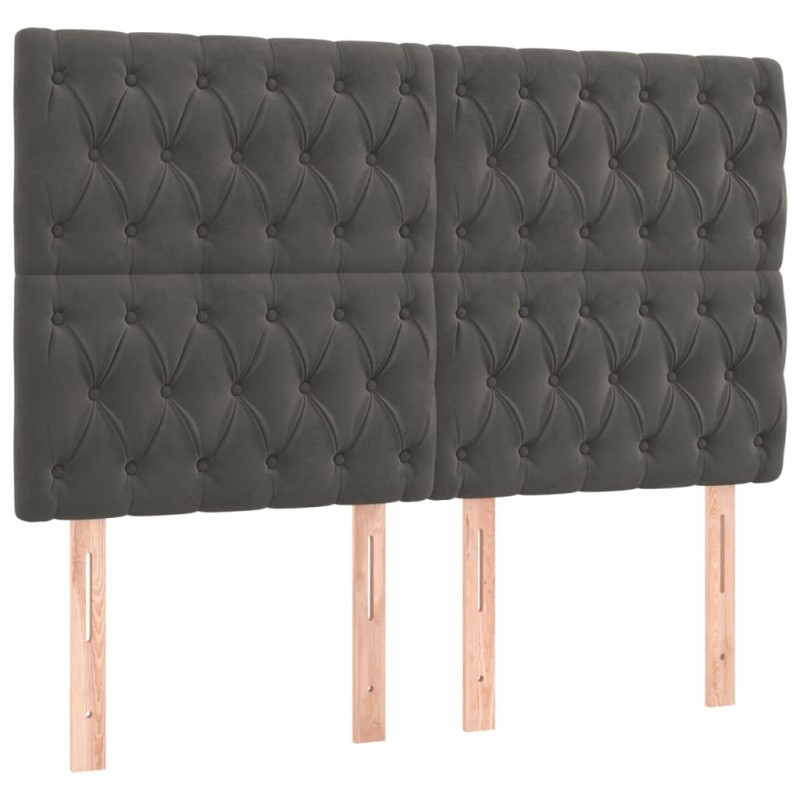 vidaXL Κεφαλάρι Σκούρο Γκρι Βελούδινο 144x7x118/128 εκ.