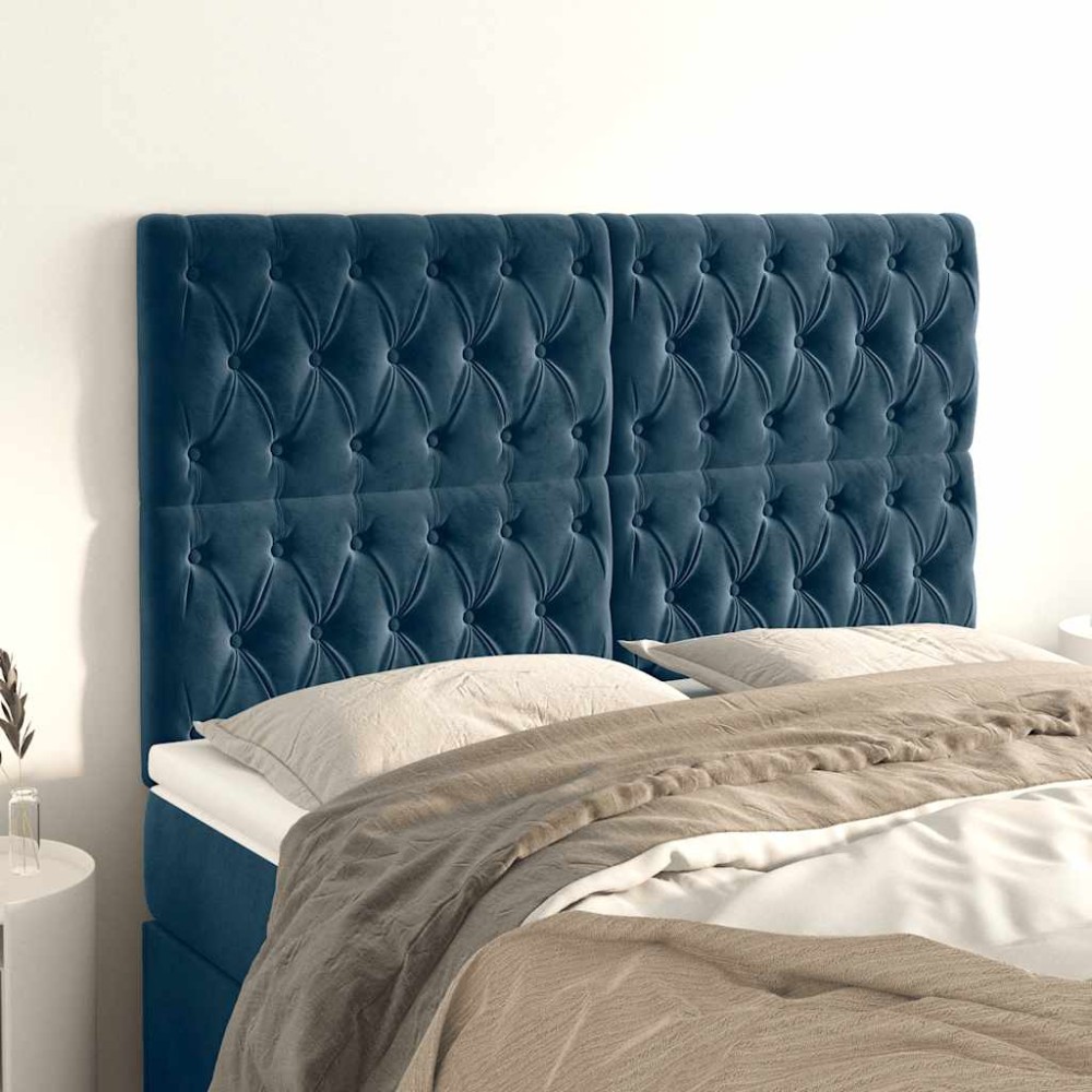 vidaXL Κεφαλάρι Σκούρο Μπλε Βελούδινο 144x7x118/128 εκ.