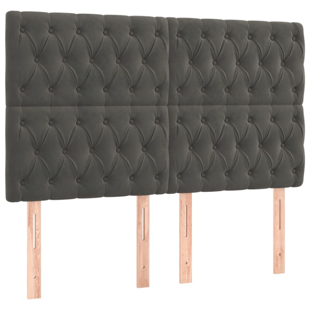 vidaXL Κεφαλάρι Σκούρο Γκρι Βελούδινο 160x7x118/128 εκ.