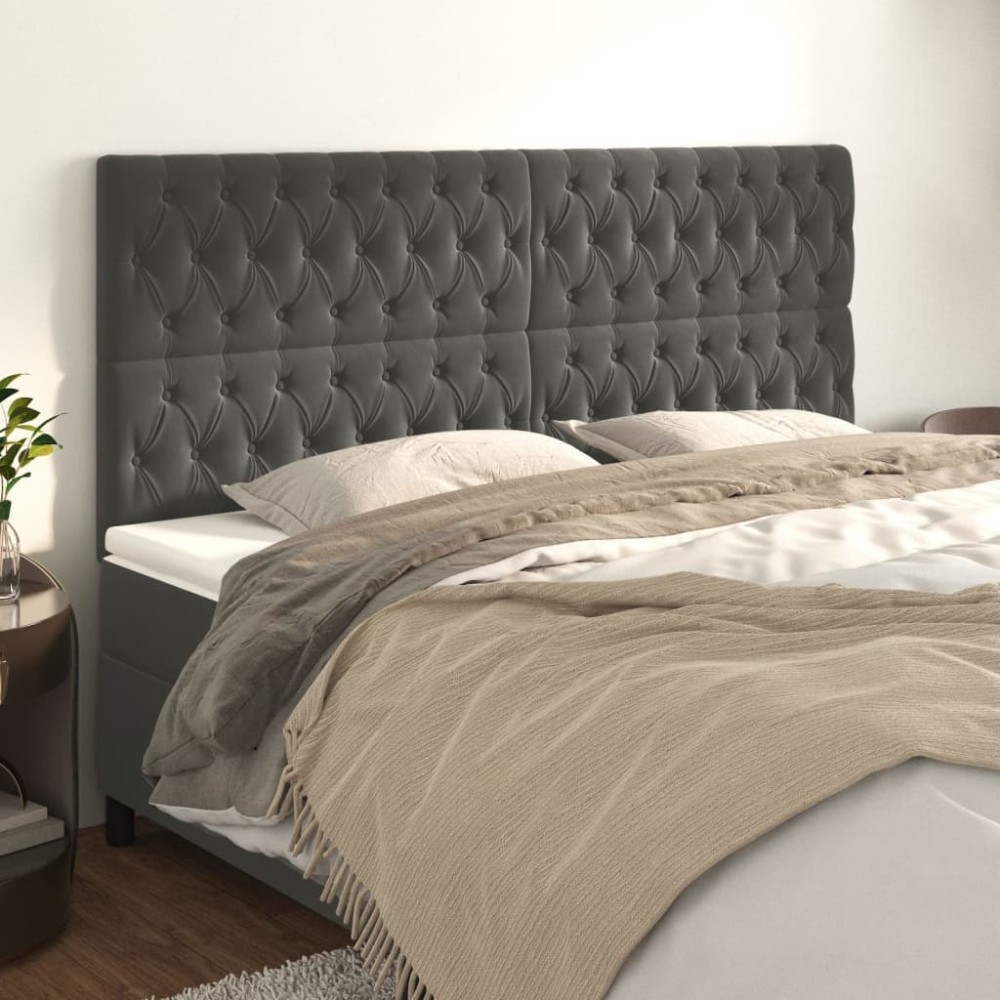 vidaXL Κεφαλάρι Σκούρο Γκρι Βελούδινο 180x7x118/128 εκ.
