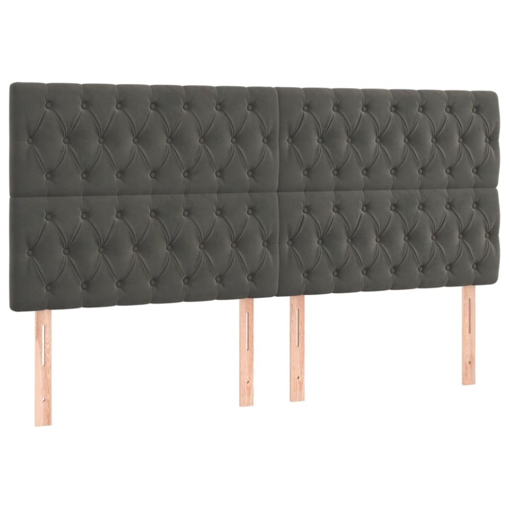 vidaXL Κεφαλάρι Σκούρο Γκρι Βελούδινο 200x7x118/128 εκ.