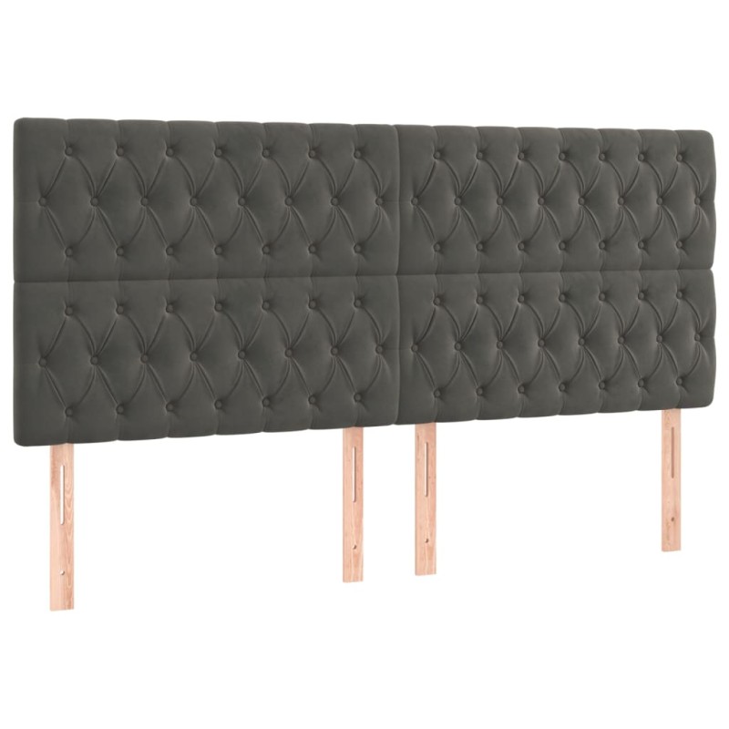 vidaXL Κεφαλάρι Σκούρο Γκρι Βελούδινο 200x7x118/128 εκ.