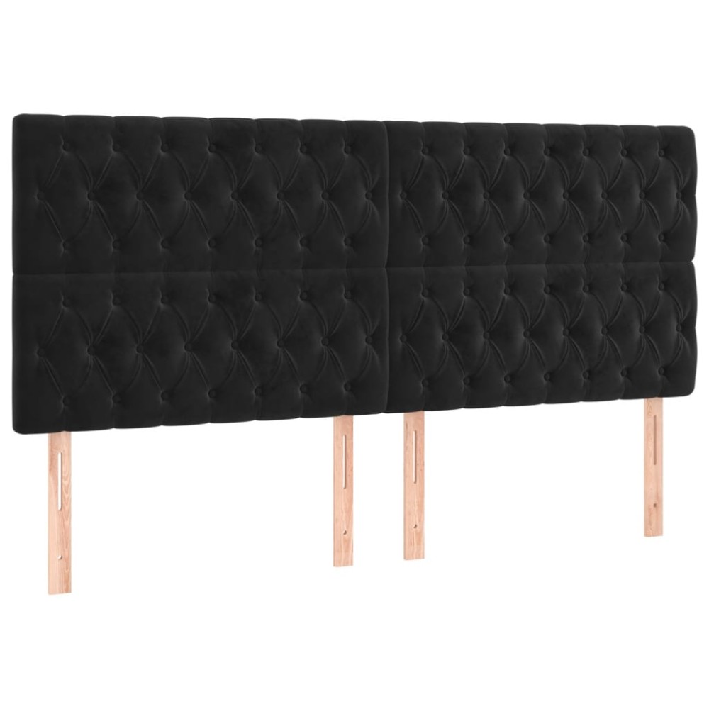 vidaXL Κεφαλάρι Μαύρο Βελούδινο 200x7x118/128 εκ.