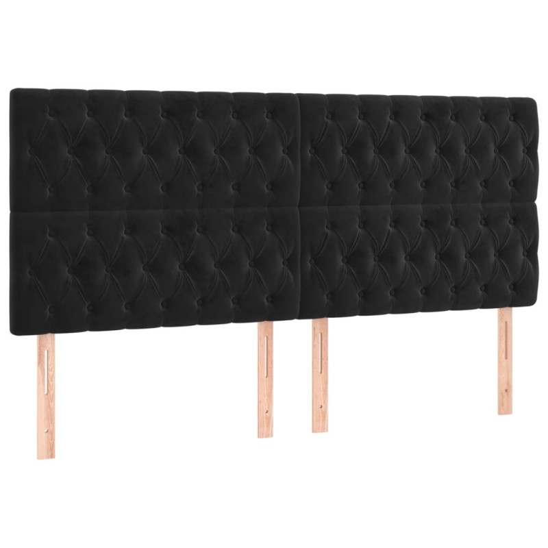 vidaXL Κεφαλάρι Μαύρο Βελούδινο 200x7x118/128 εκ.