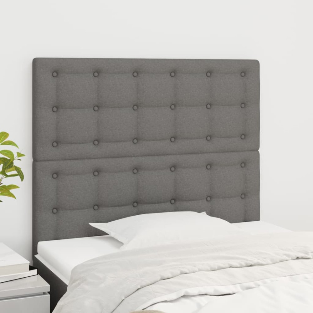vidaXL Κεφαλάρι Κρεβατιού Σκούρο Γκρι 90x5x118/128 εκ. Ύφασμα