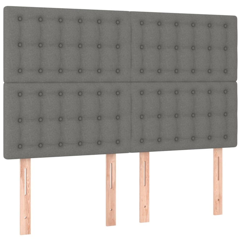 vidaXL Κεφαλάρι Κρεβατιού Σκούρο Γκρι 144x5x118/128 εκ. Ύφασμα