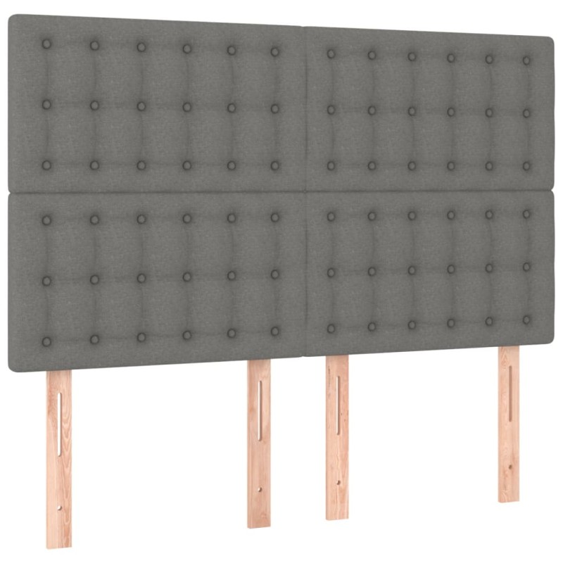 vidaXL Κεφαλάρι Κρεβατιού Σκούρο Γκρι 144x5x118/128 εκ. Ύφασμα