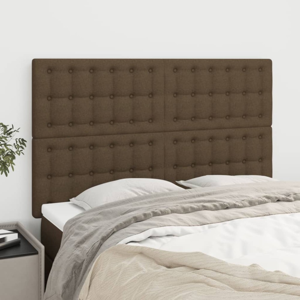 vidaXL Κεφαλάρι Κρεβατιού Σκούρο Καφέ 144x5x118/128 εκ. Ύφασμα