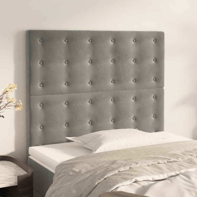 vidaXL Κεφαλάρι Ανοιχτό Γκρι 90x5x118/128 εκ. Βελούδο