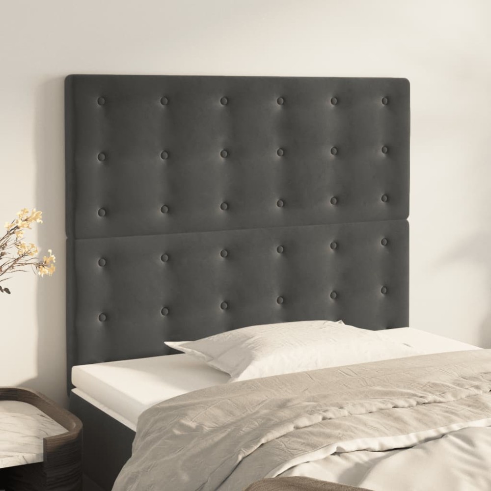 vidaXL Κεφαλάρι Σκούρο Γκρι Βελούδινο 90x5x118/128 εκ.