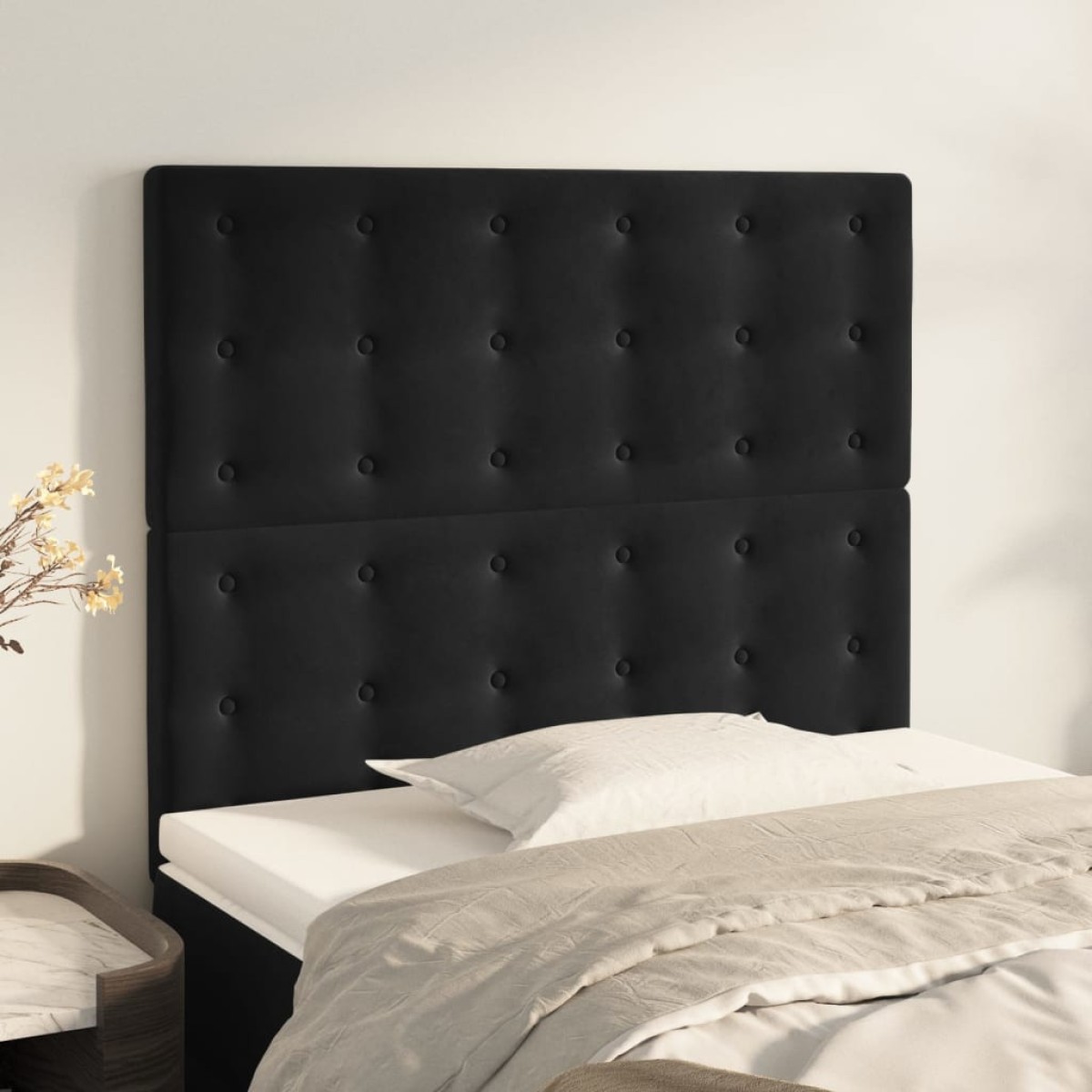 vidaXL Κεφαλάρια Κρεβατιού 2 τεμ. Μαύρο 90x5x78/88 εκ. Βελούδινο