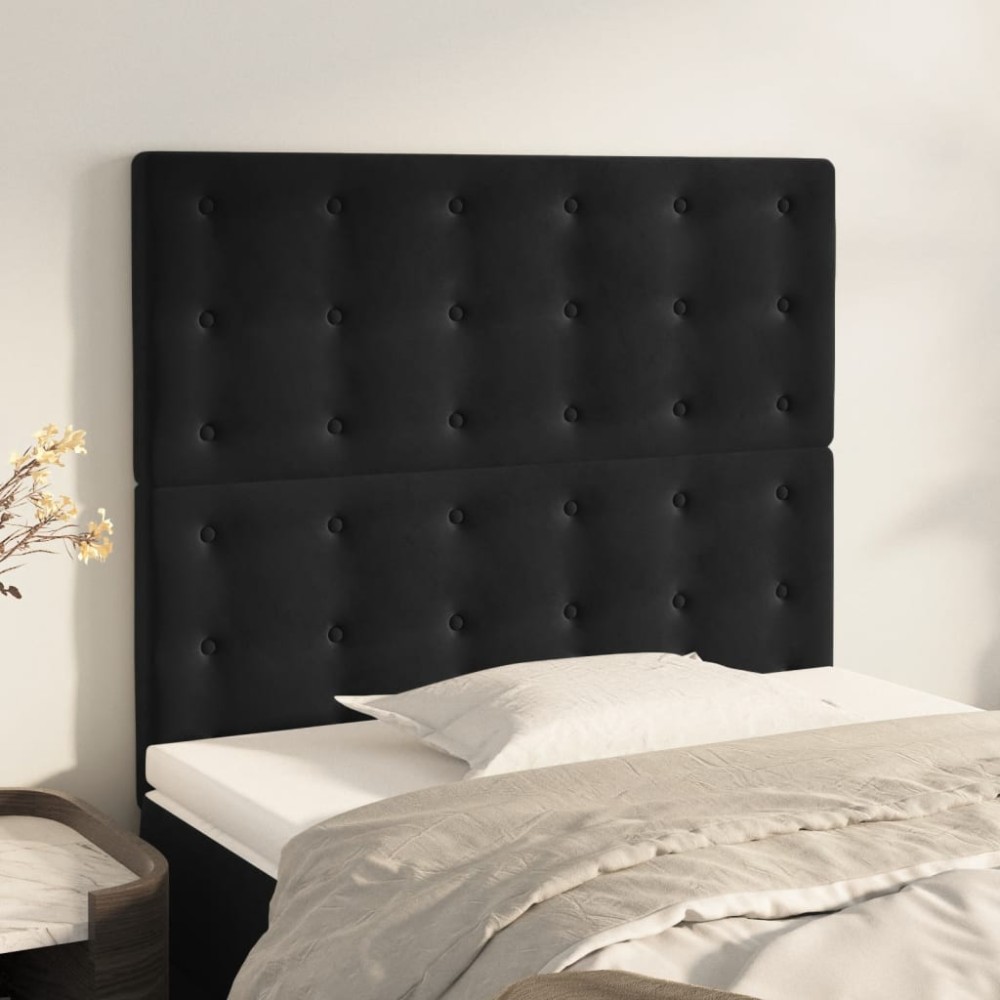 vidaXL Κεφαλάρι Μαύρο Βελούδινο 100x5x118/128 εκ.