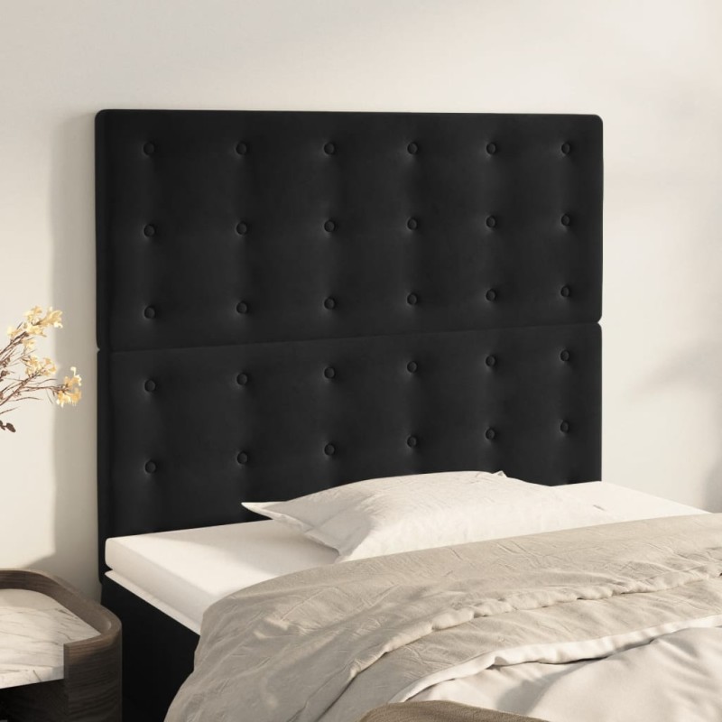 vidaXL Κεφαλάρι Μαύρο Βελούδινο 100x5x118/128 εκ.