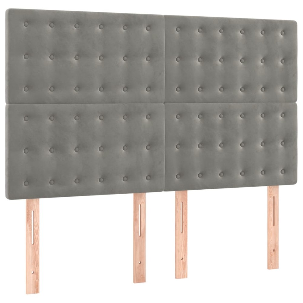 vidaXL Κεφαλάρι Ανοιχτό Γκρι Βελούδο 144x5x118/128 εκ.