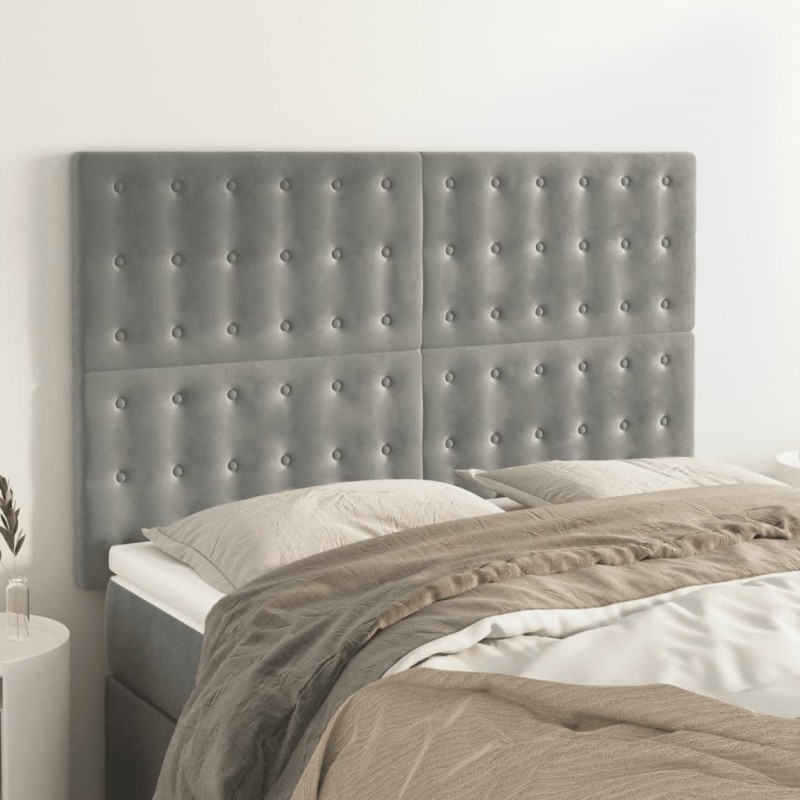 vidaXL Κεφαλάρι Ανοιχτό Γκρι Βελούδο 144x5x118/128 εκ.