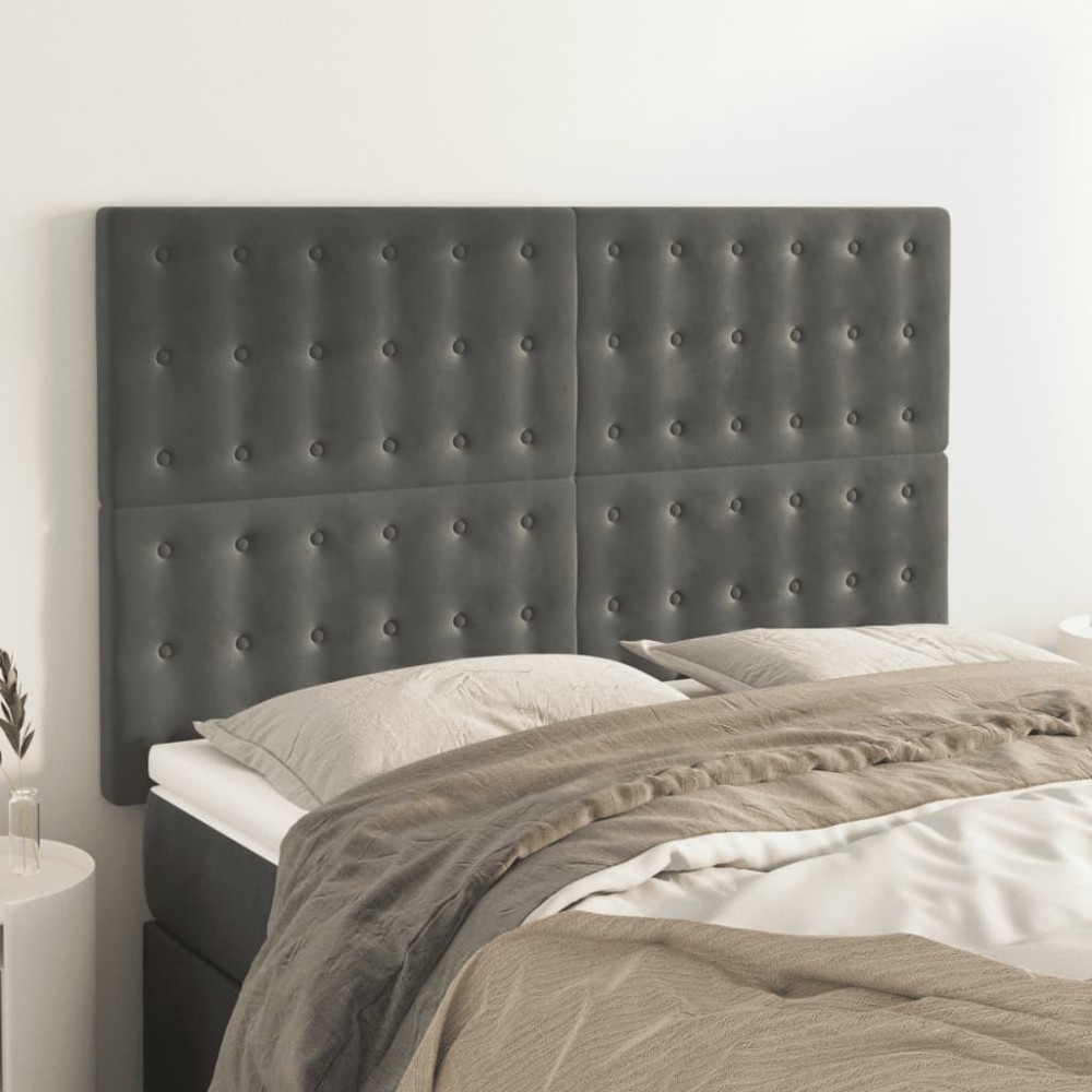 vidaXL Κεφαλάρι Σκούρο Γκρι Βελούδινο 144x5x118/128 εκ.