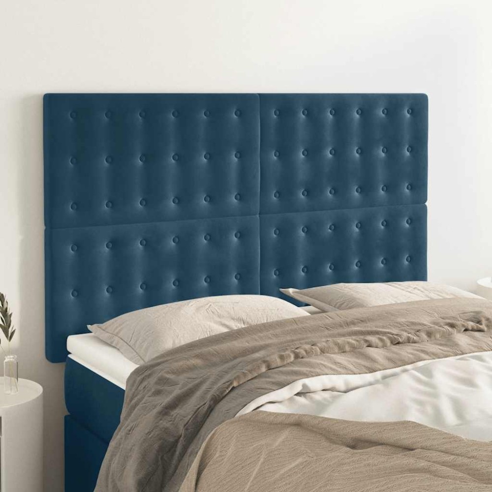 vidaXL Κεφαλάρι Σκούρο Μπλε Βελούδινο 144x5x118/128 εκ.