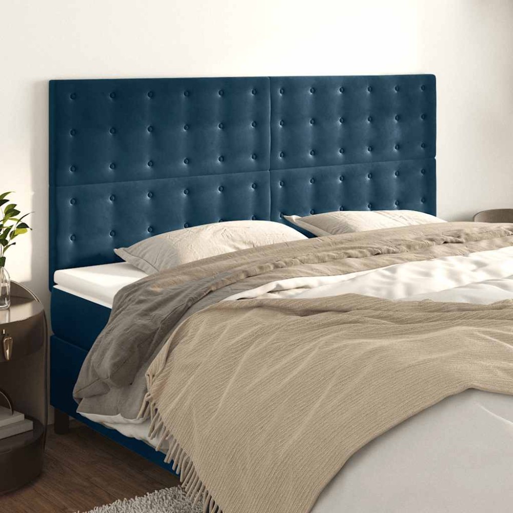 vidaXL Κεφαλάρι Σκούρο Μπλε Βελούδινο 160x5x118/128 εκ.