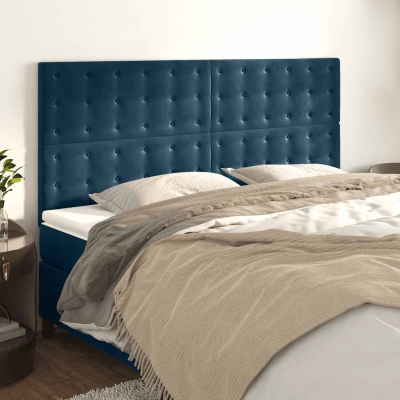 vidaXL Κεφαλάρι Σκούρο Μπλε Βελούδινο 160x5x118/128 εκ.
