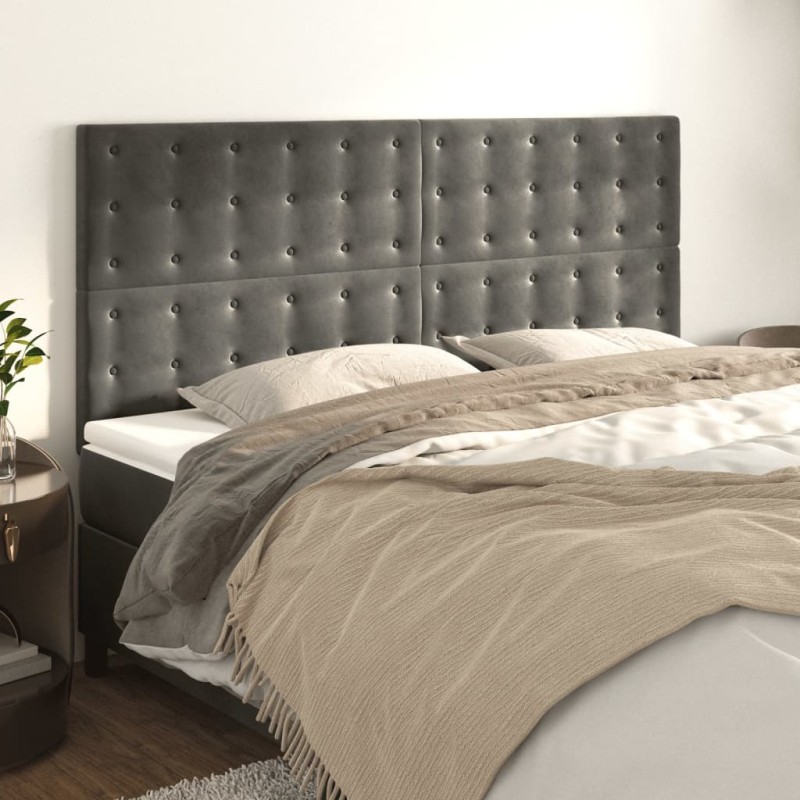 vidaXL Κεφαλάρι Σκούρο Γκρι Βελούδινο 180x5x118/128 εκ.