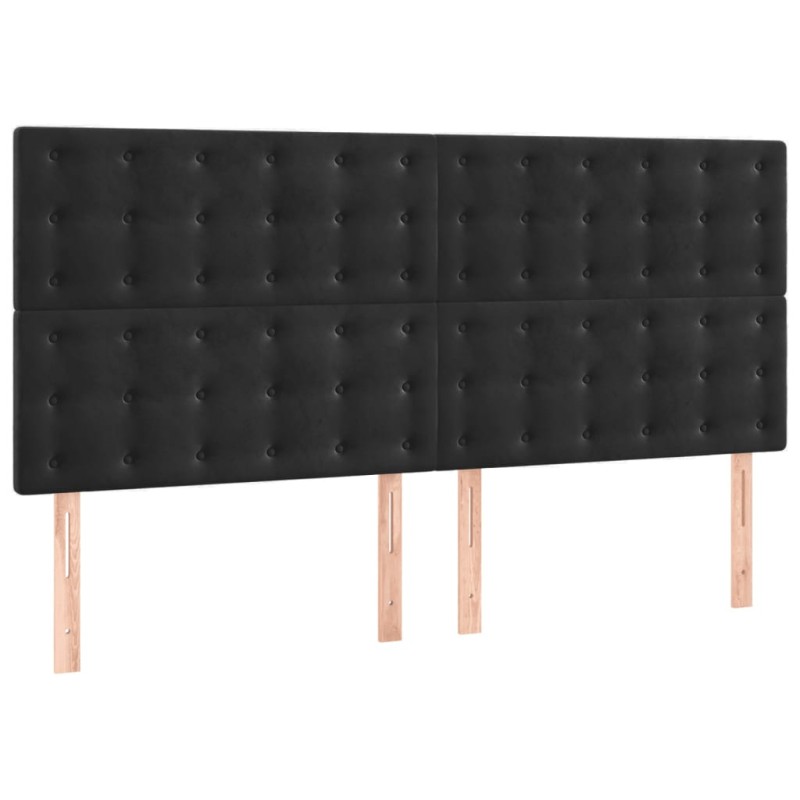 vidaXL Κεφαλάρι Μαύρο Βελούδινο 180x5x118/128 εκ.