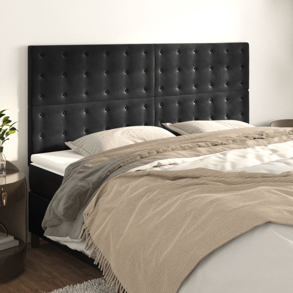 vidaXL Κεφαλάρι Μαύρο Βελούδινο 180x5x118/128 εκ.