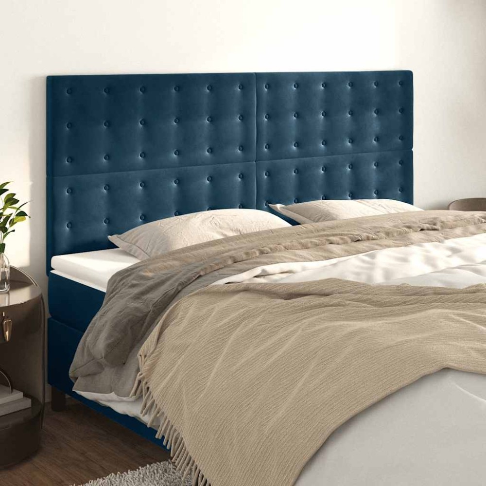 vidaXL Κεφαλάρι Σκούρο Μπλε Βελούδινο 180x5x118/128 εκ.