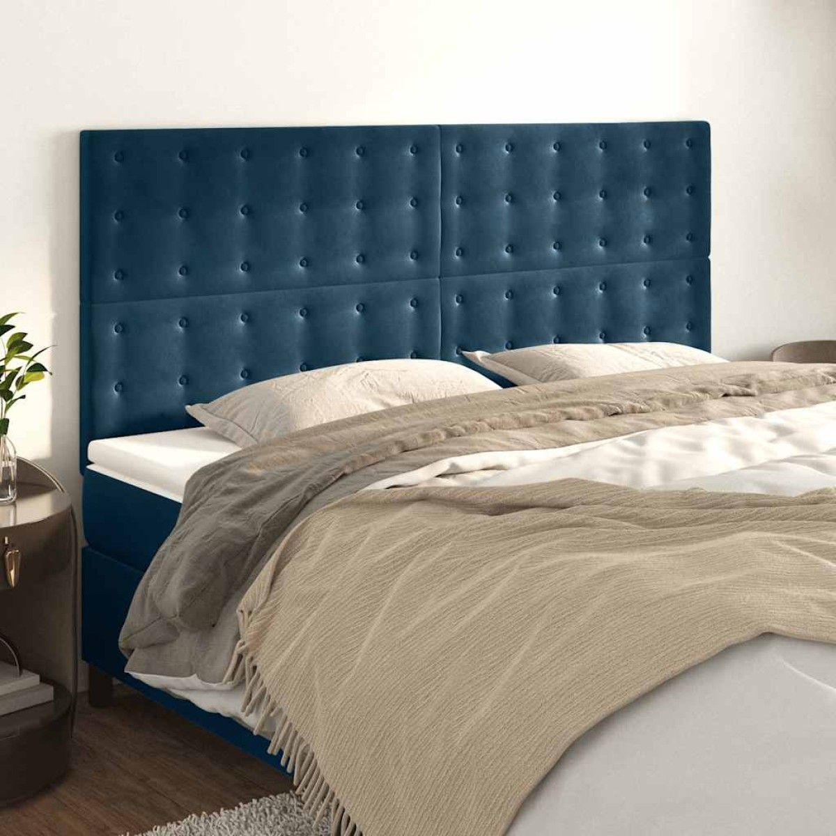 vidaXL Κεφαλάρια Κρεβατιού 4 τεμ.Σκούρο Μπλε 90x5x78/88 εκ. Βελούδινο