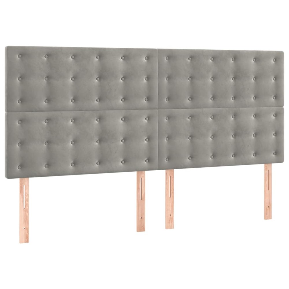 vidaXL Κεφαλάρι Ανοιχτό Γκρι 200x5x118/128 εκ. Βελούδο