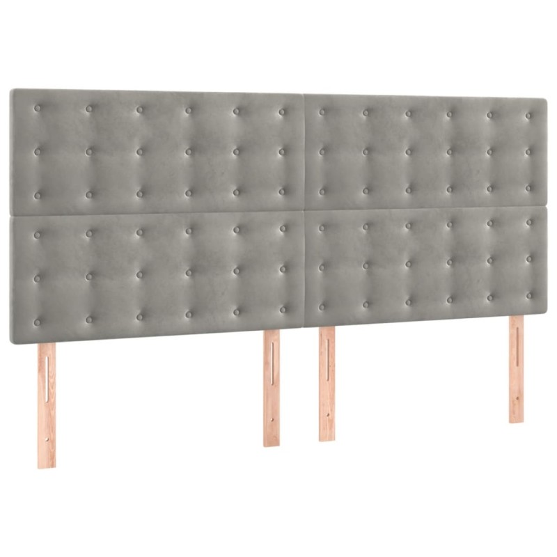 vidaXL Κεφαλάρι Ανοιχτό Γκρι 200x5x118/128 εκ. Βελούδο