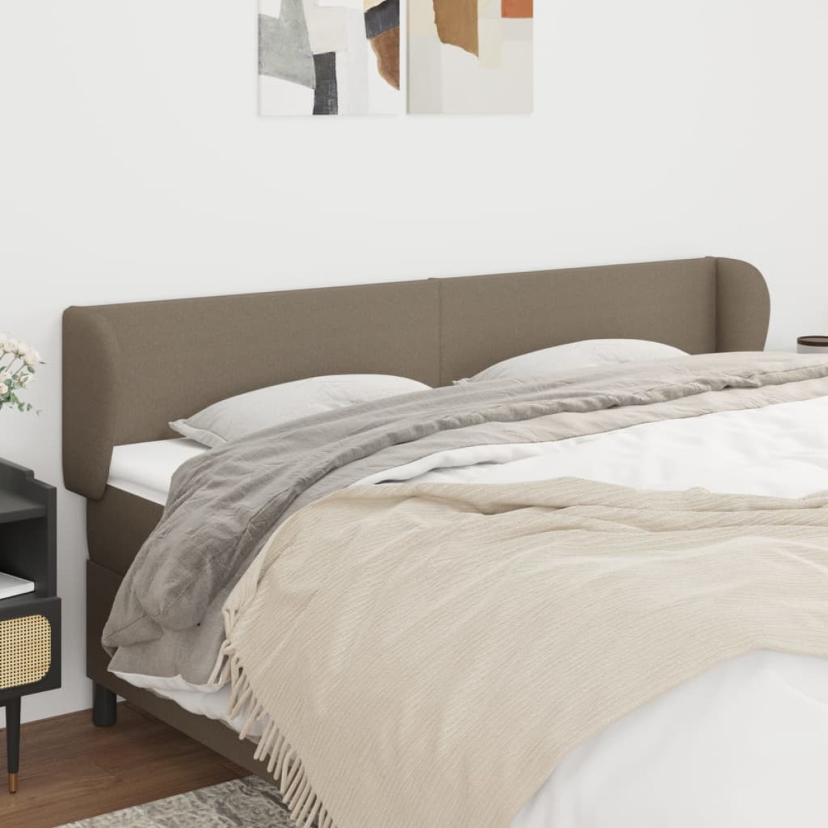 vidaXL Κεφαλάρι με Πτερύγια Taupe 203 x 23 x 78/88 εκ. Υφασμάτινο