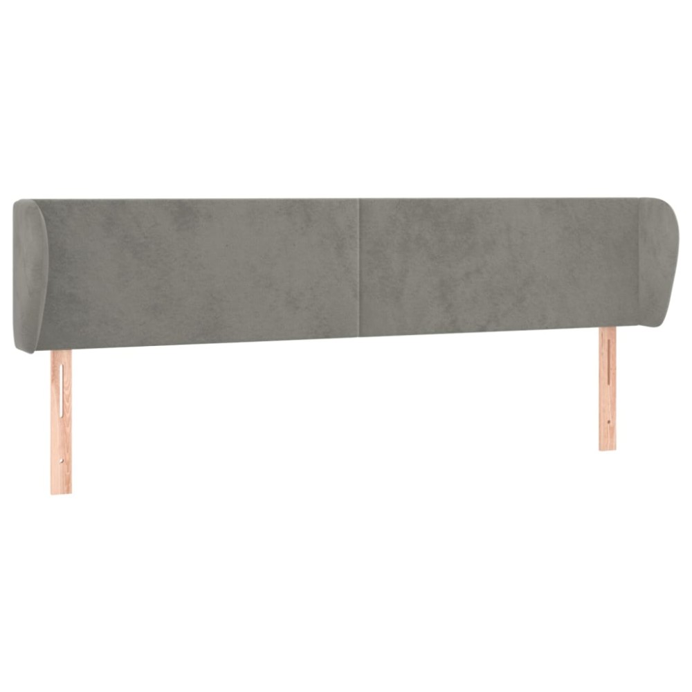 vidaXL Κεφαλάρι με Πτερύγια Ανοιχτό Γκρι 183x23x78/88 εκ. Βελούδινο