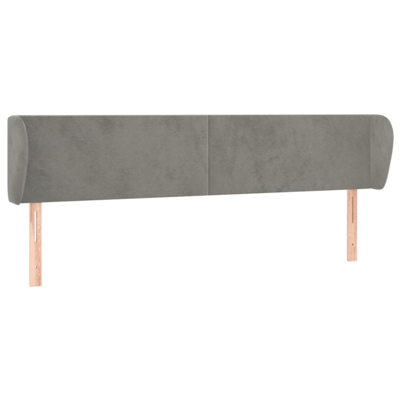 vidaXL Κεφαλάρι με Πτερύγια Ανοιχτό Γκρι 183x23x78/88 εκ. Βελούδινο