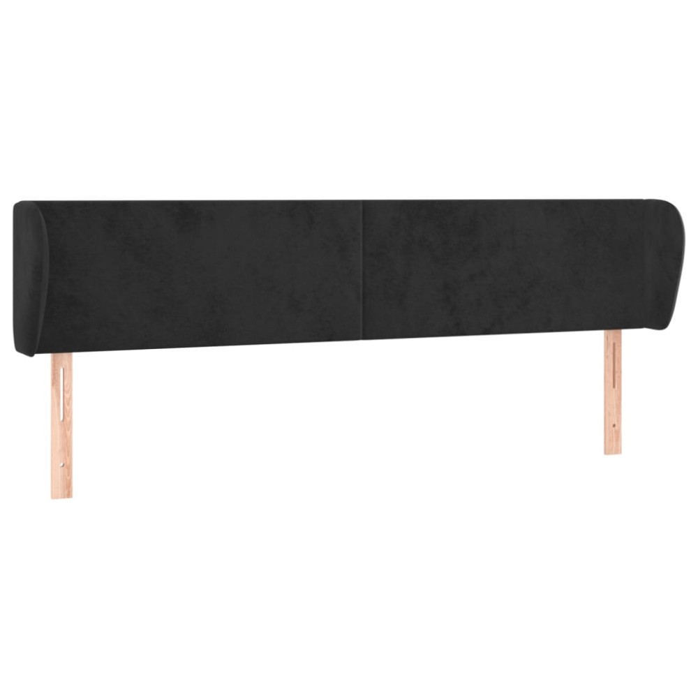 vidaXL Κεφαλάρι με Πτερύγια Μαύρο 203x23x78/88 εκ. Βελούδινο