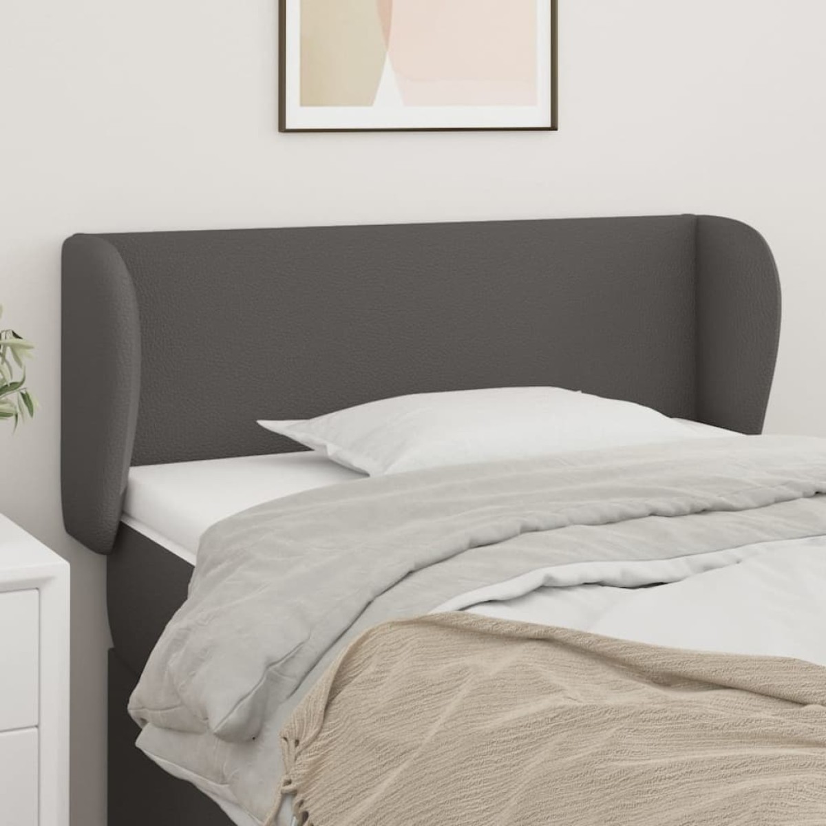 vidaXL Κεφαλάρι με Πτερύγια Γκρι 93x23x78/88 εκ. Συνθετικό Δέρμα