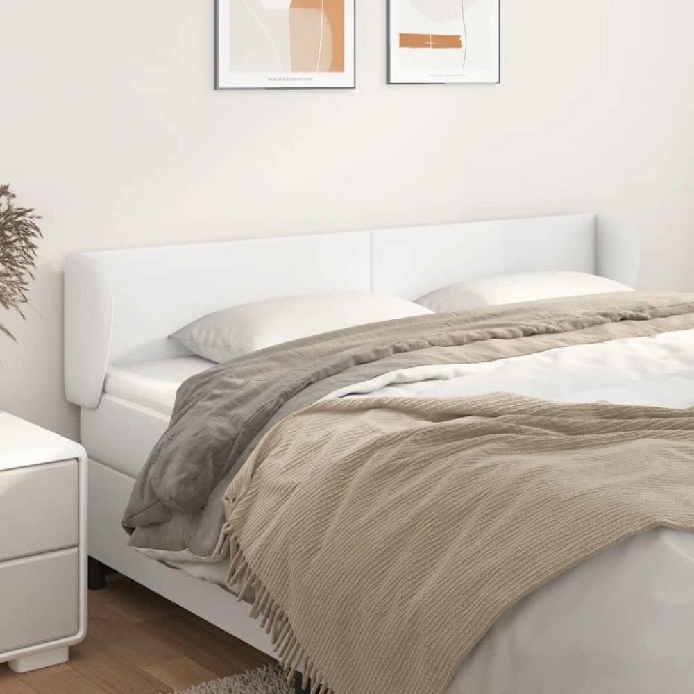 vidaXL Κεφαλάρι με Πτερύγια Λευκό 163x23x78/88 εκ. Συνθετικό Δέρμα