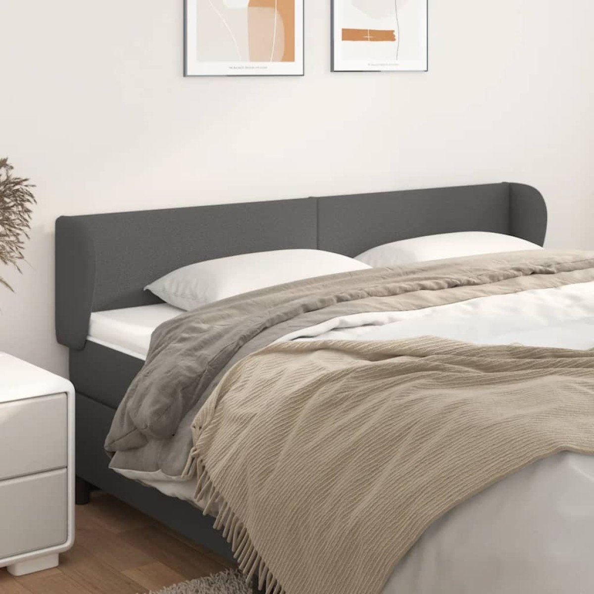 vidaXL Κεφαλάρι με Πτερύγια Γκρι 163x23x78/88 εκ. Συνθετικό Δέρμα