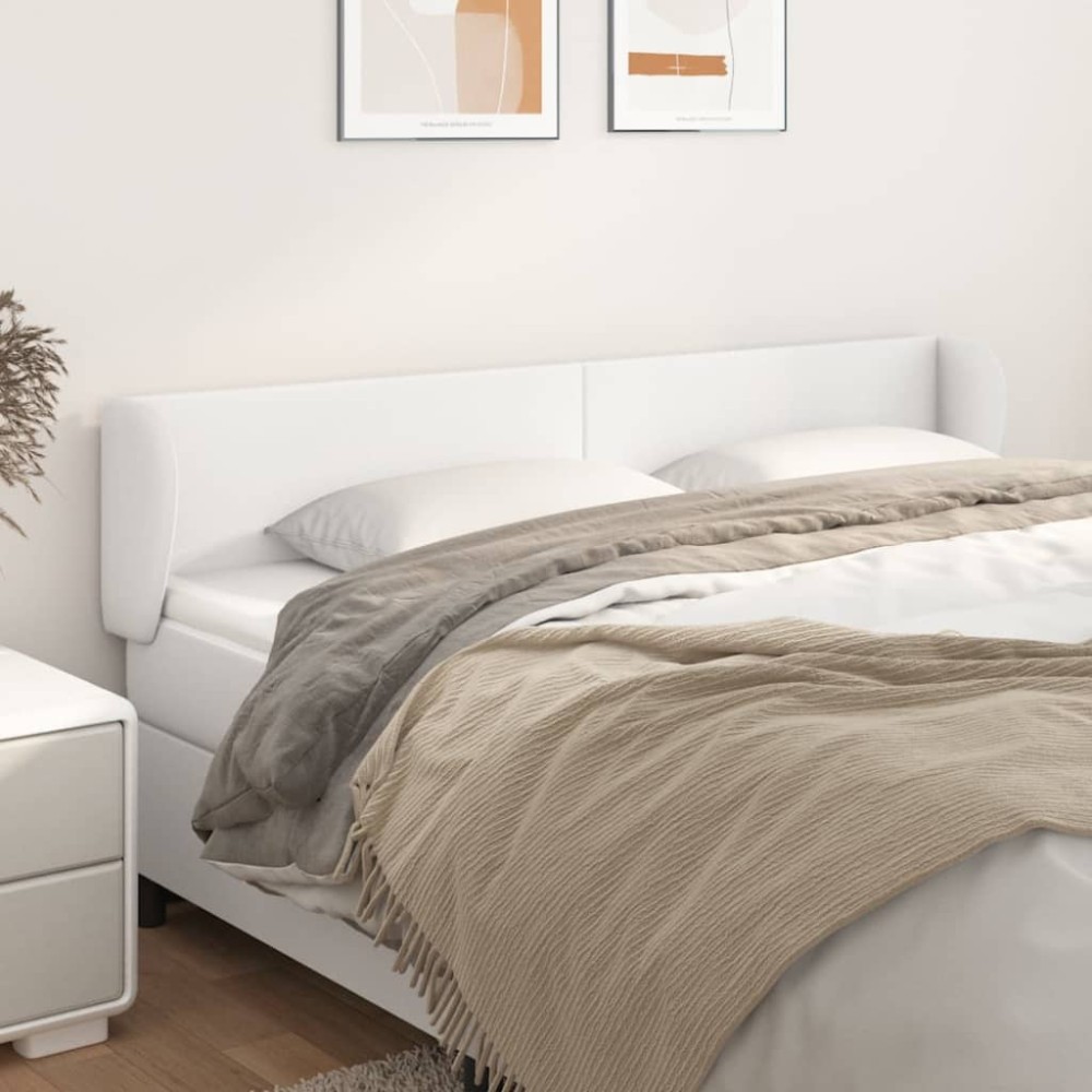 vidaXL Κεφαλάρι με Πτερύγια Λευκό 203 x 23 x 78/88 εκ. Συνθετικό Δέρμα