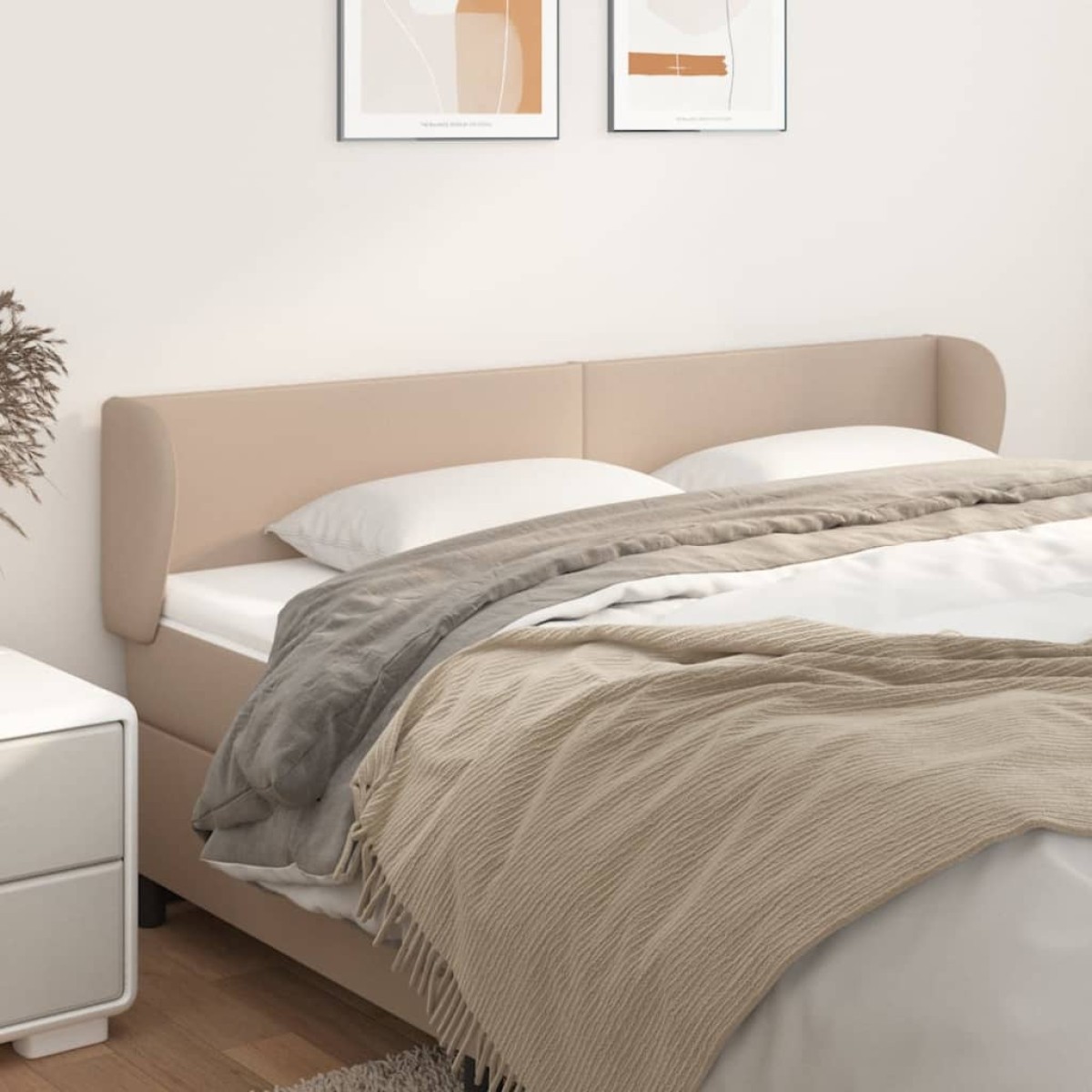 vidaXL Κεφαλάρι με Πτερύγια Καπουτσίνο 203x23x78/88εκ. Συνθετικό Δέρμα