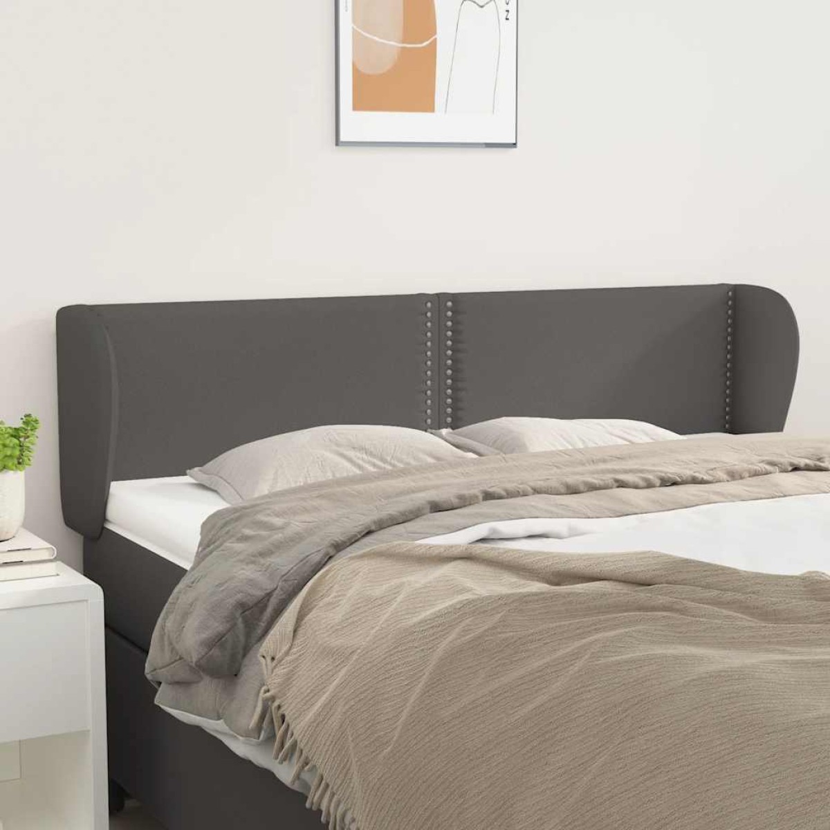 vidaXL Κεφαλάρι με Πτερύγια Γκρι 147x23x78/88 εκ. Συνθετικό Δέρμα